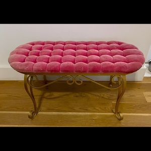 SOLD 💗Antique/Vintage 1920s Bench: Pink Velvet/Brass💓